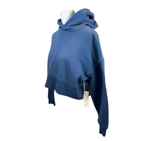 Ladies Brand New Forever 21 with Purpose Blue Cropped Hoodie Size Small - Picture 2 of 11